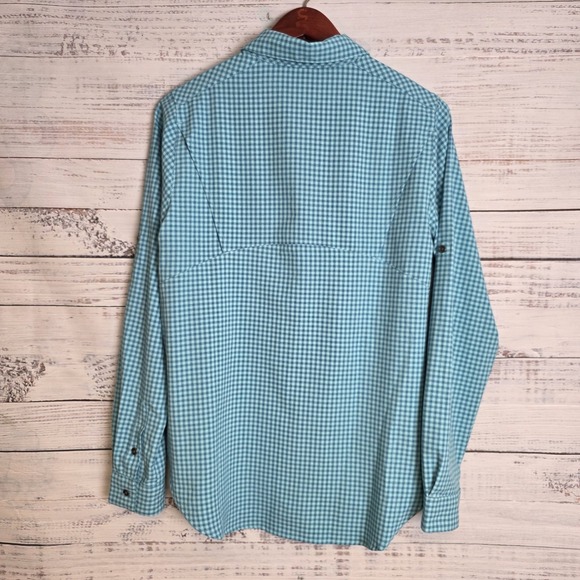 Columbia Bryce Canyon Stretch Long Sleeve Shirt Womens Medium Blue Gingham Check - Picture 3 of 10